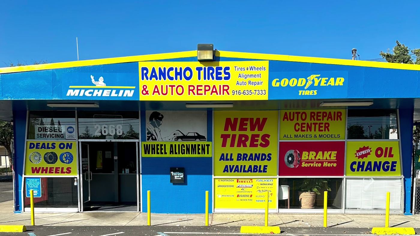 The front of Rancho Tires & Auto Repair on Sunrise Blvd